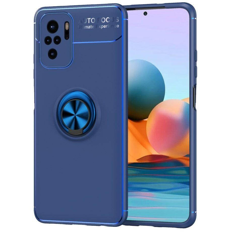 

Чехол TPU Ring для Xiaomi Redmi Note 10 / Note 10S бампер противоударный с кольцом Blue