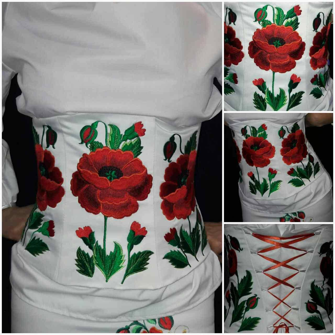 

Полукорсет с вышитыми маками, плотный атлас, от 42 р-ра, 850/750 (цена за 1 шт. + 100 гр.), Белый