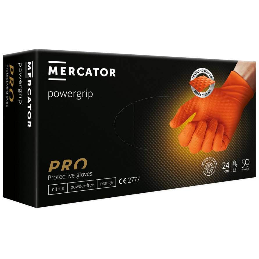 

Нитриловые перчатки Mercator Medical Powergrip размер  оранжевые (25 пар, Оранжевый