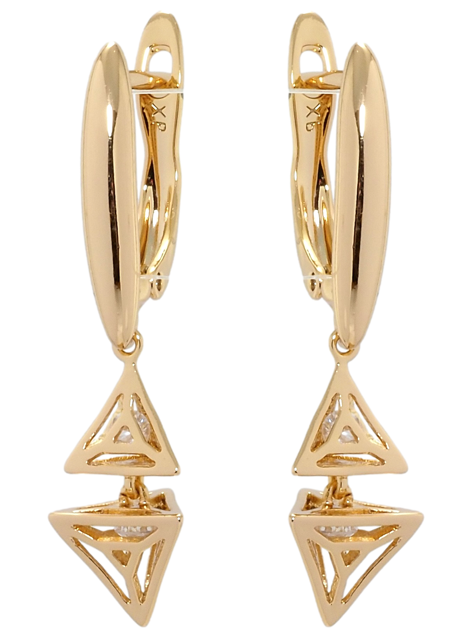 

Серьги Xuping Позолота 18K английский замок "Треугольные подвески с кристаллами"