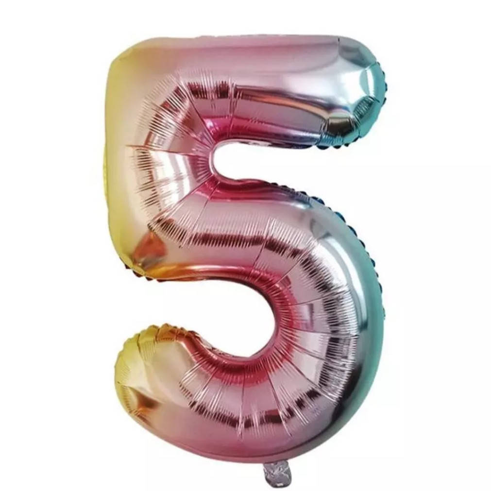 

Шар цифра "5" (Радужная) фольгированная "32" (76 см), Разные цвета