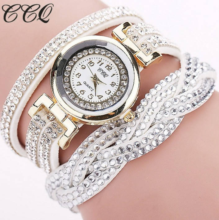 

Женские наручные часы-браслет со стразами Crystal White