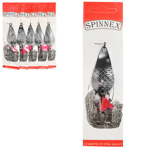 

(Цена за 5шт) Набор блесен для рыбной ловли Spinnex серебристые 21г, блесны, блесни