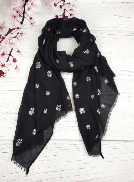 

Тонкий шарф Fashion Асия из вискозы 180*80 см черный