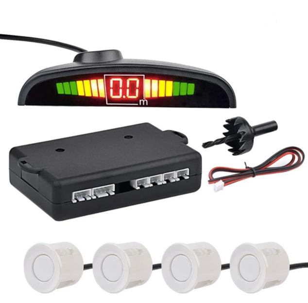 

Парктронік (паркувальний радар) Parking Assistant Sensor, 4 белые датчики, Белый