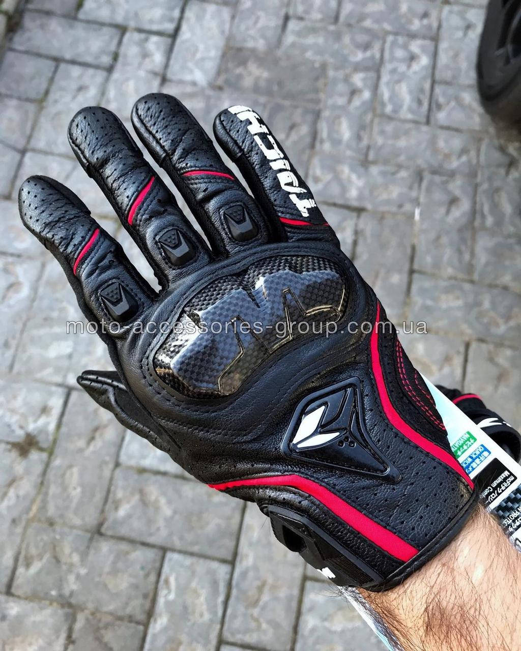 

Мотоперчатки кожаные RS Taichi черно-красные с защитой, Черный