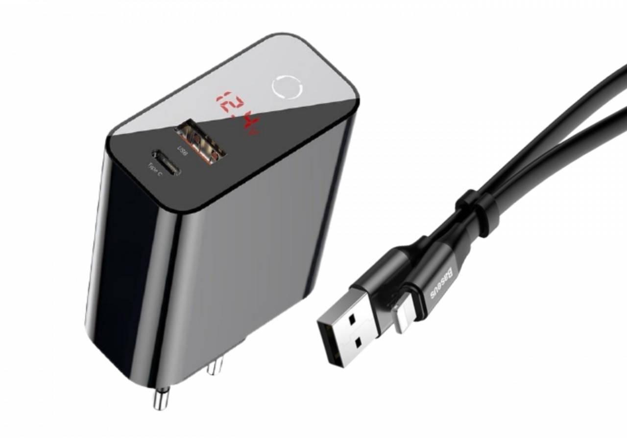 

Сетевое зарядное устройство Baseus Speed PPS USB-A + Кабель Lightning Quick Charge 3.0 Black, Черный