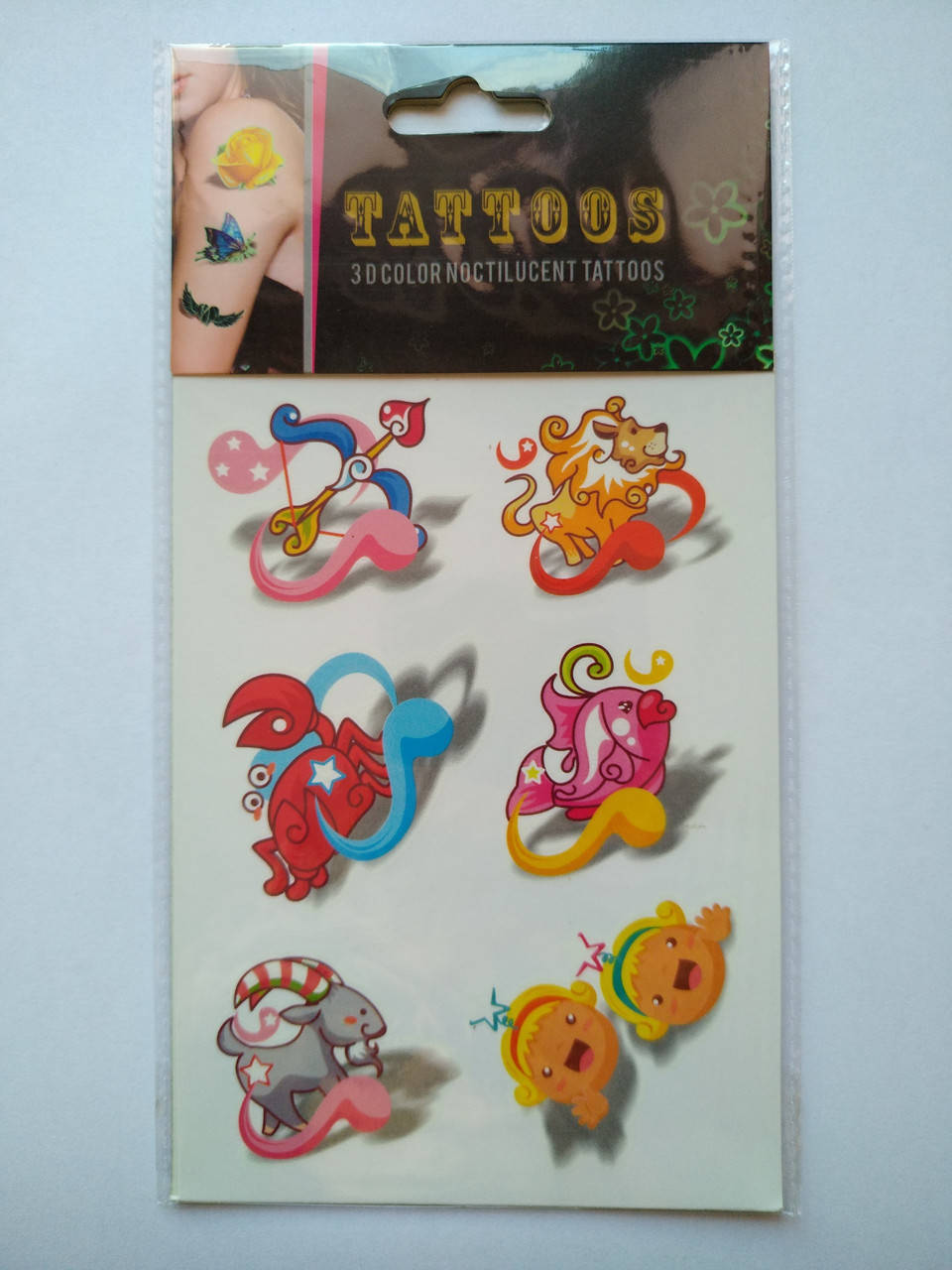 

Флеш тату. 15,5*11 см. Временная. Переводная. Набор, Знаки Зодика, Стрелец, Лев, Рак, Рыбы, Козерог, Близнецы,