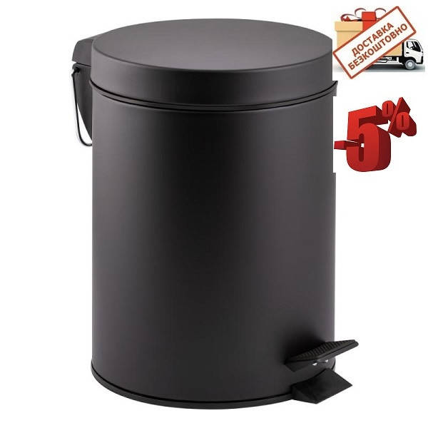 

Ведро черное для ванной комнаты 5 л QTap Liberty BLM 1149, Черный