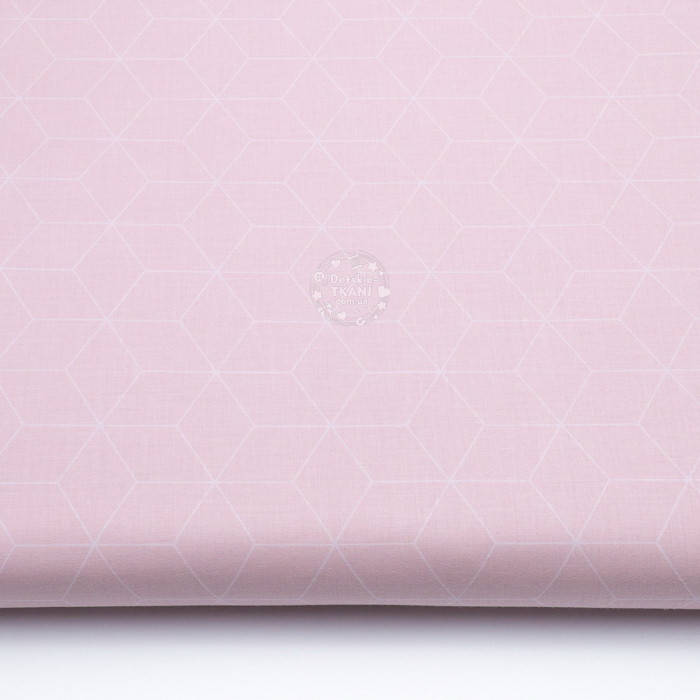 

Ткань хлопковая "Контуры ромбов" белые на розовом (№3038а), Розовый