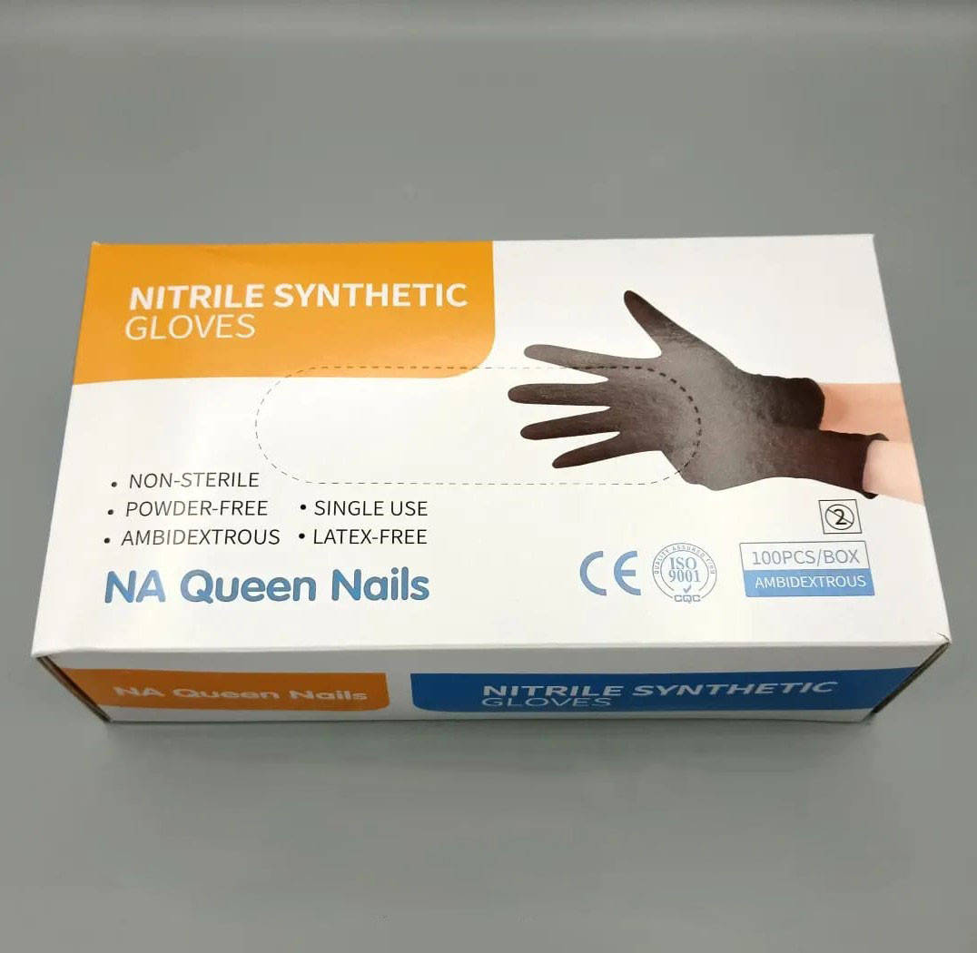 

Перчатки Nitrile Synthetic без пудры Queen Nails 100 шт,  (черные, Черный