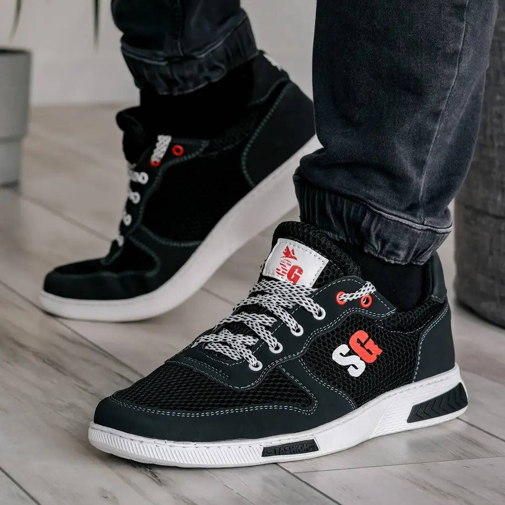 

Кроссовки мужские летние сетка черные (Сгл-8-1), Черный