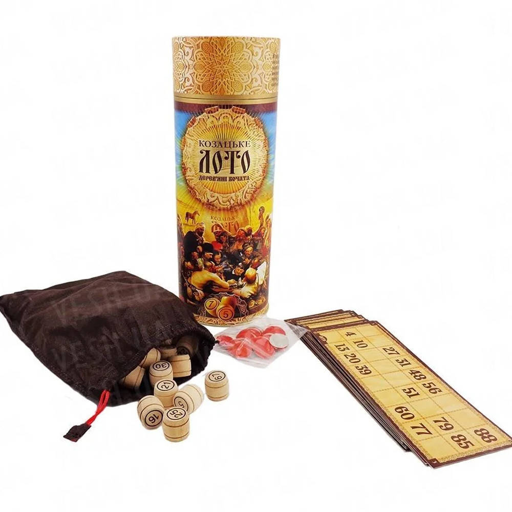 

Настольная игра Лото Козацкое в тубусе G48-T Danko Toys деревянные бочонки для взрослых и детей