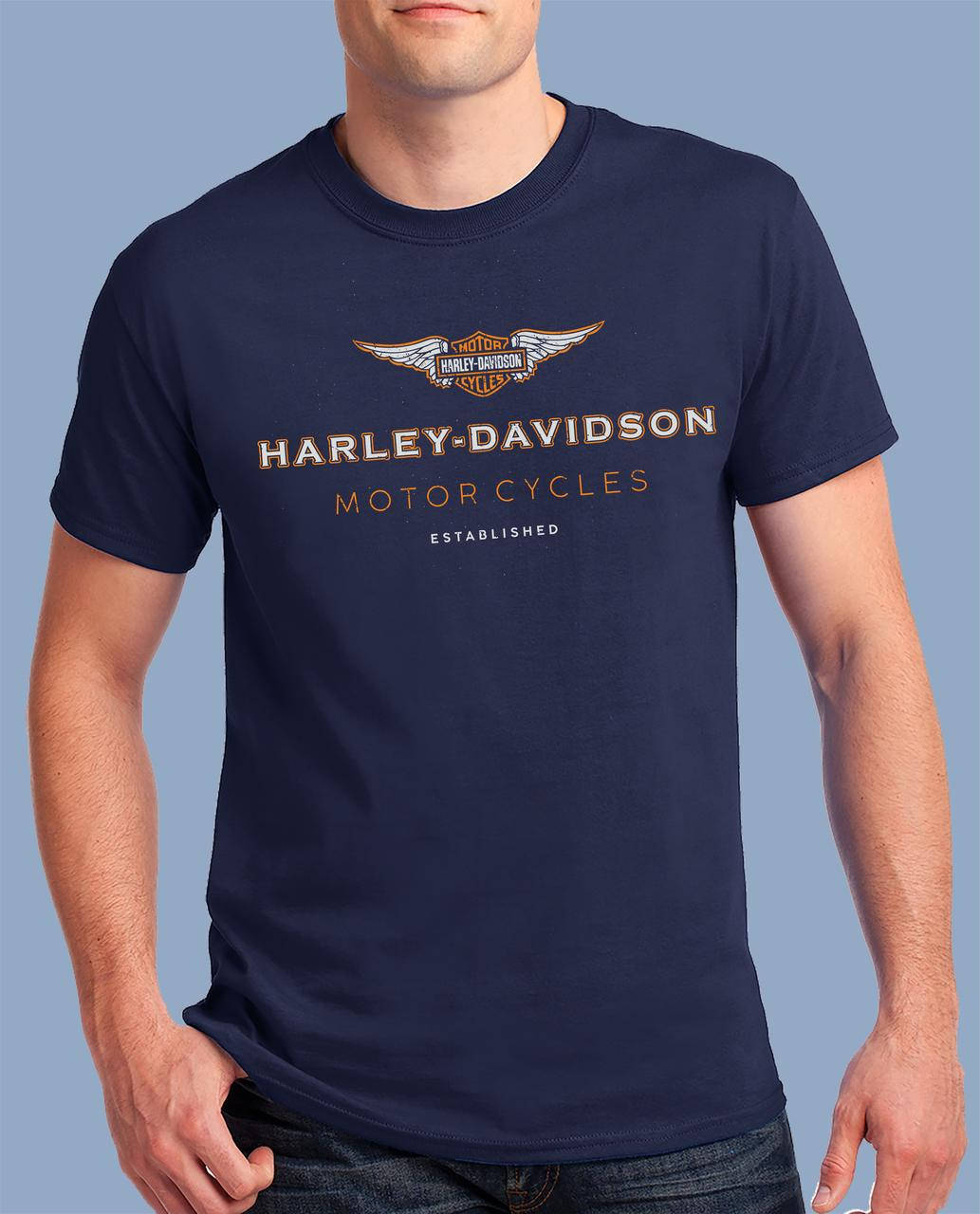 

Футболка мужская стильная "Harley-Davidson" темно-синий
