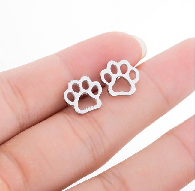 

Серьги гвоздики Кошачья лапа Rinhoo Серебристый