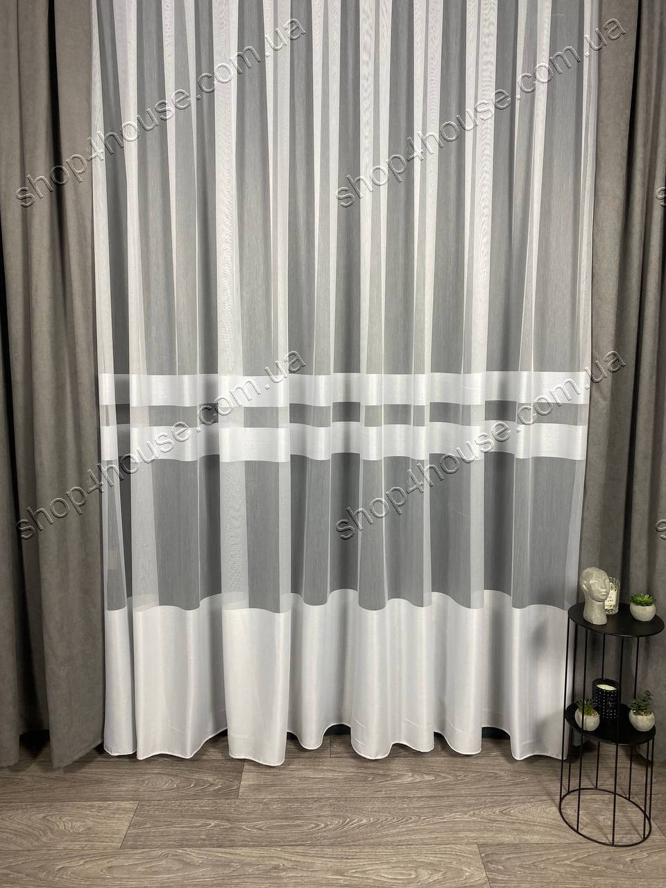 

Тюль на основе бамбука с полосками . Цвета: белый