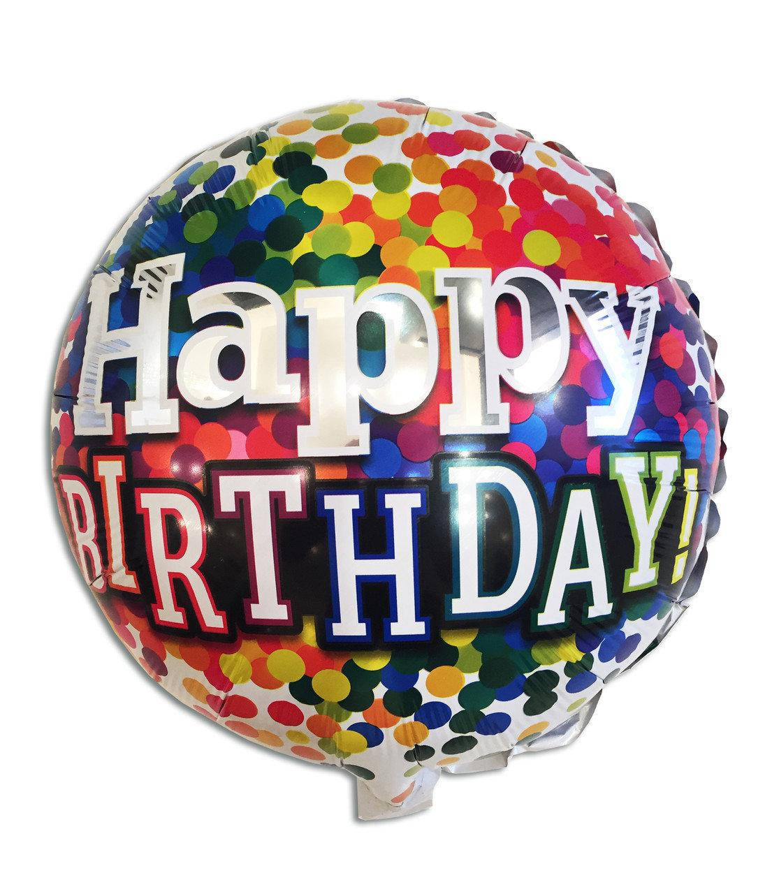 

Шар фольгированный круглый "Happy Birthday" мелкое конфетти