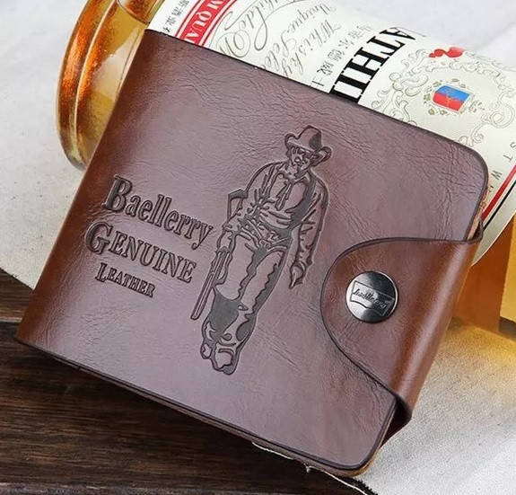 

Кошелек "Baellerry Genuine Leather", с тиснением ковбоя, Мужской кошелек, Коричневый