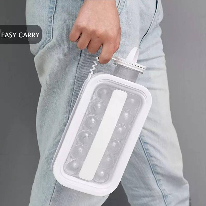

Портативная силиконовая форма для льда бутылка 2 в 1 ICE CUBE TRAY складная на 17 шариков Белый e2