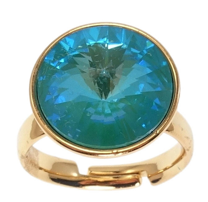 

Кольцо Xuping Позолота 18K с кр-ми Swarovski "Кристалл Laguna Delite ø 16мм" р.17-18
