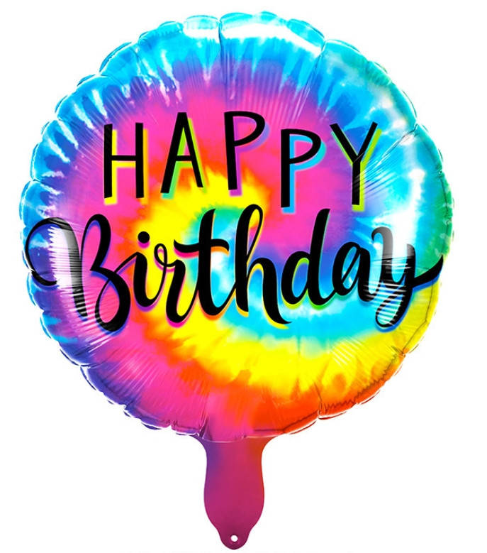 

Шар фольгированный круглый Happy Birthday сияние (Китай), Разные цвета