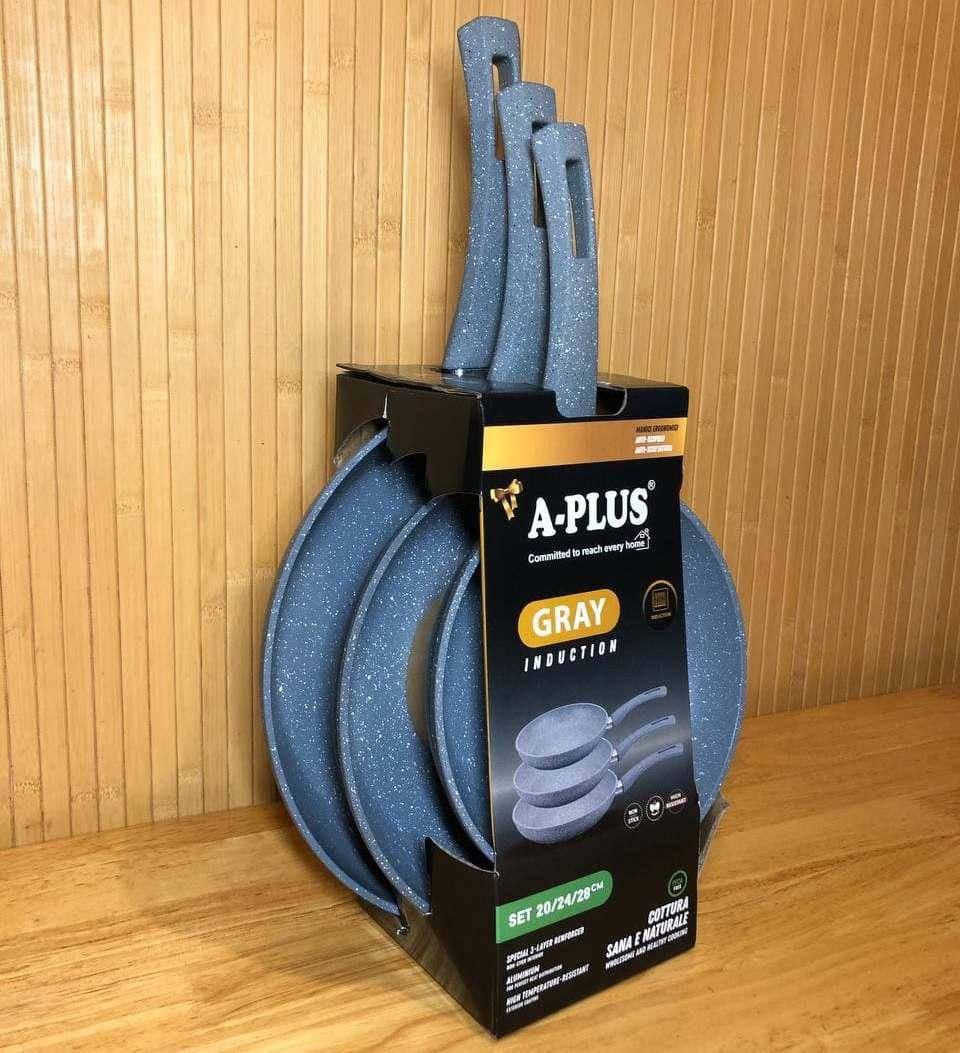 

Комплект сковородок с мраморным покрытием A-PLUS (20 см, 24 см, 28 см) , кухонный набор сковородок