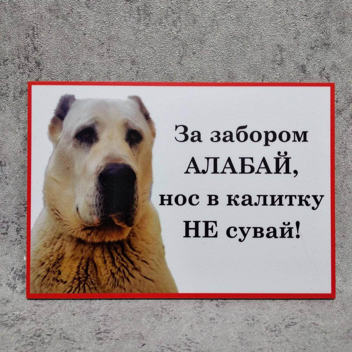 

Табличка За забором алабай, нос в калитку не сувай