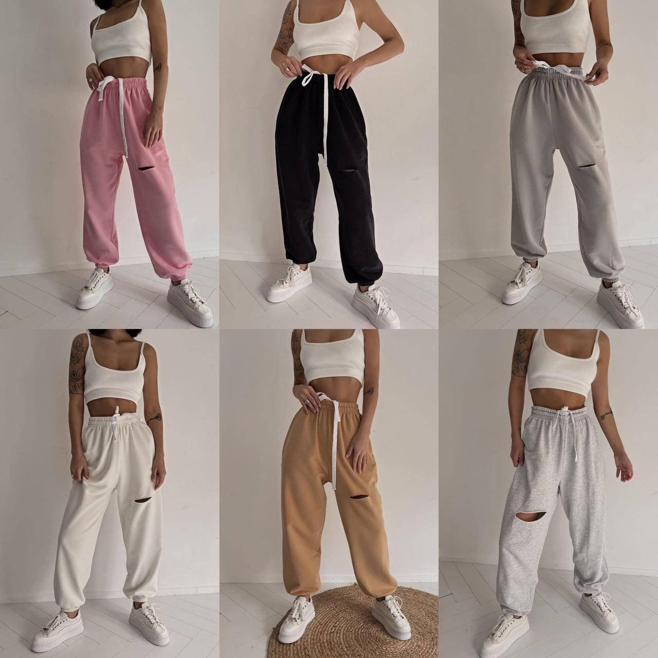 

Женские спортивные штаны Мод. 607 джоггеры брюки с разрезом пепельный, 44/46