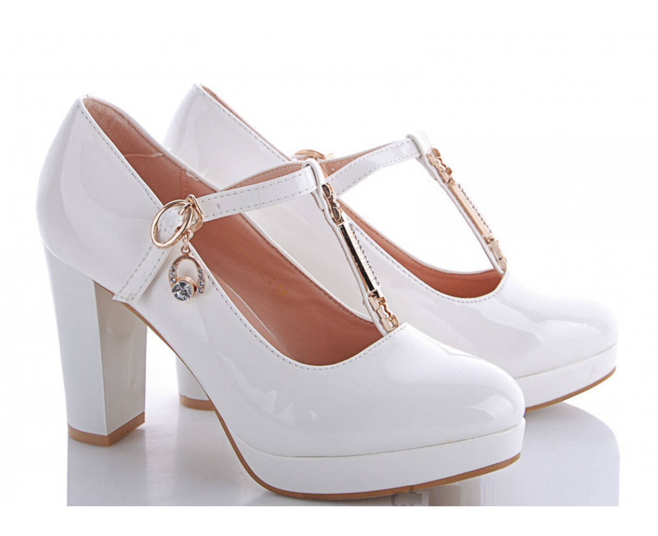 

Нарядные белые свадебные туфли на среднем устойчивом каблуке 36 37 38 40 38, Белый