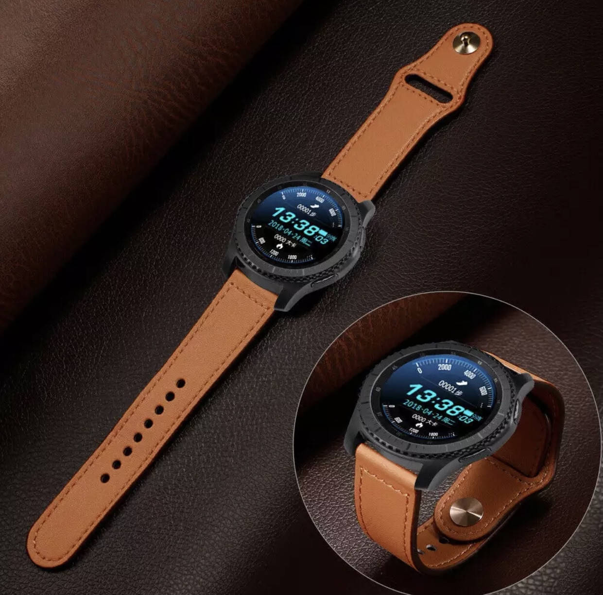 

Ремешок кожаный на часы Samsung Galaxy Watch 46 mm/Gear S3/Frontier. Ремешок 22 мм шириной