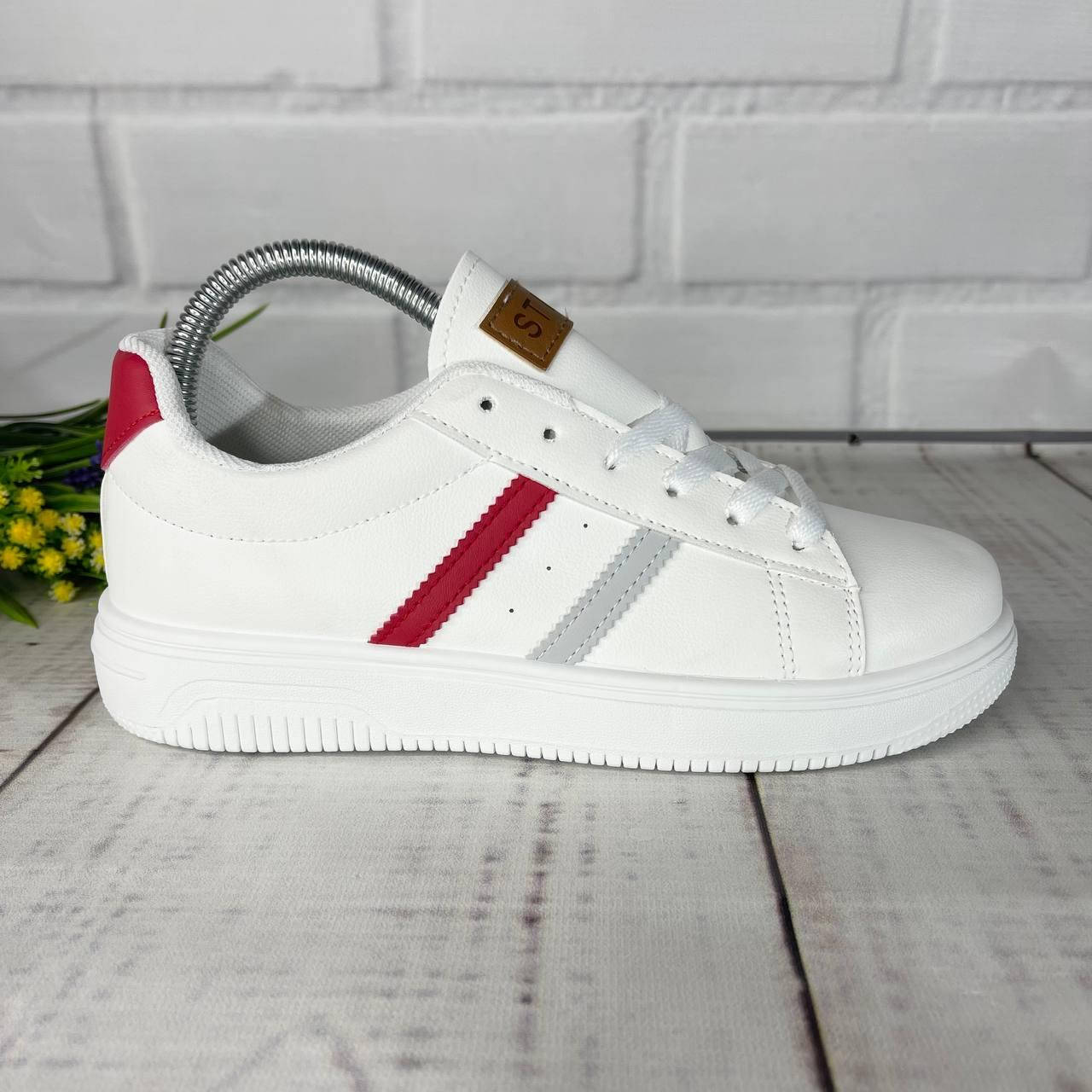 

Женские кроссовки , женские кеды , женская обувь, white&red/gray stripes 40, Белый