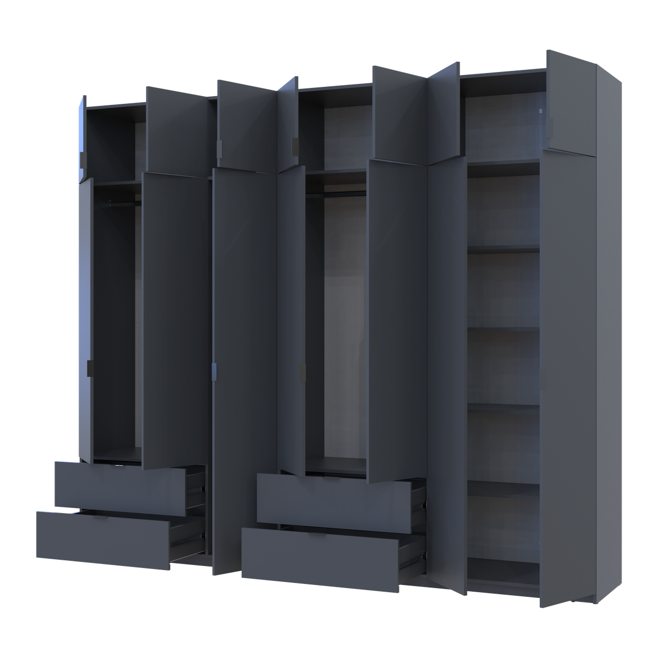 Розпашна Шафа для одягу Doros Лукас Графіт 3+4 ДСП 280х50х240 (42005121) 2