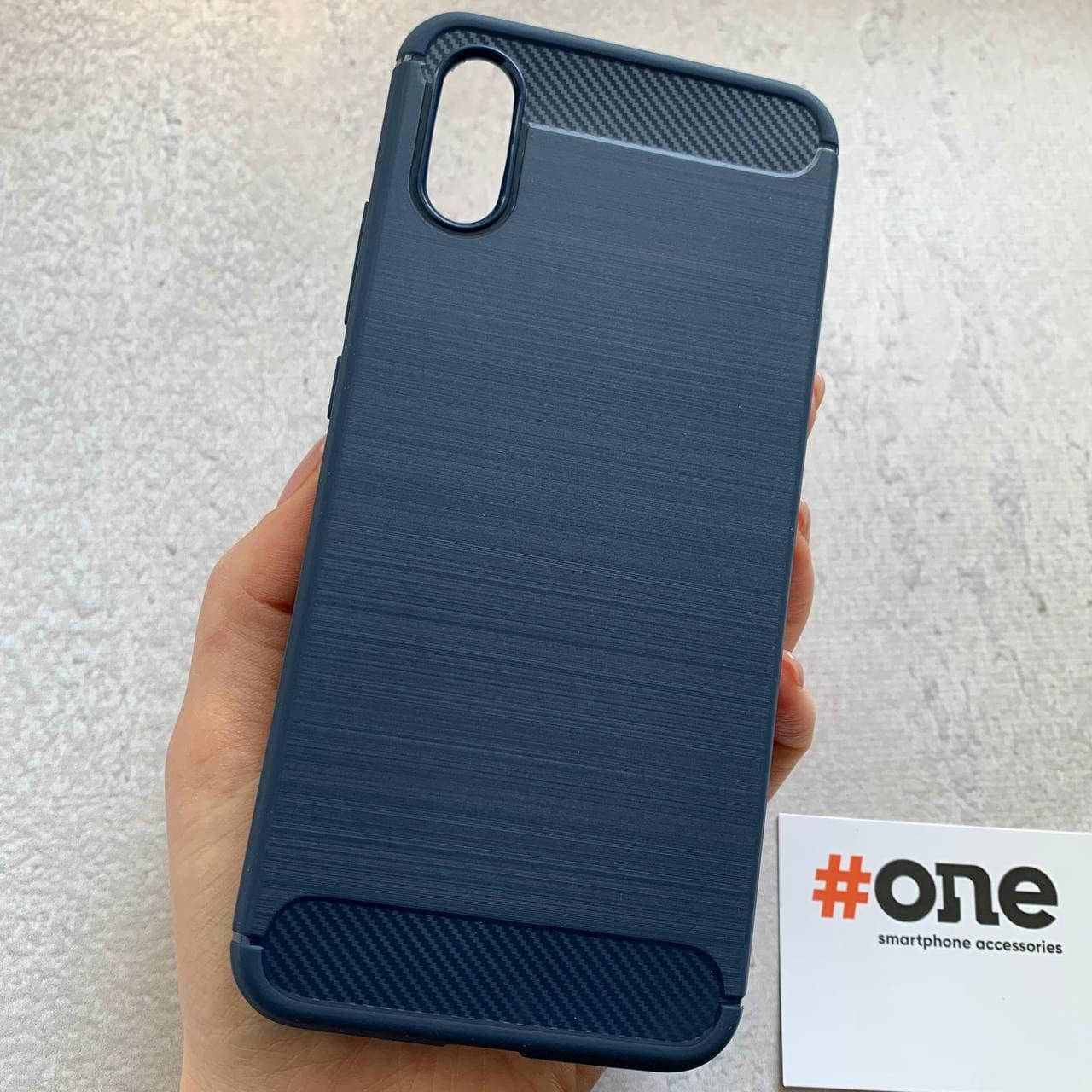 

Чехол для Xiaomi Redmi 9A противоударный плотный карбоновый чехол на сяоми редми 9а синий PLS