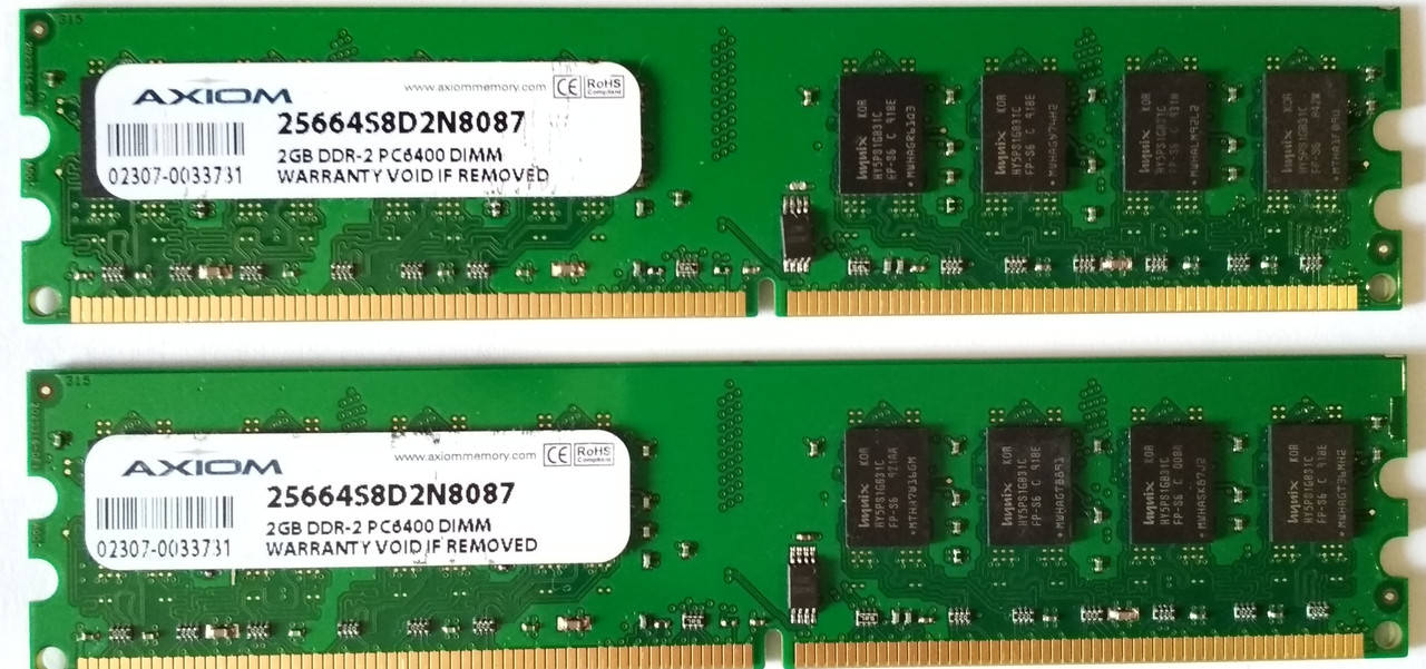 

Комплект на 4GB (2x2GB) DDR2 RAM PC2 6400U 800 Axiom (Intel/AMD) Оперативная память