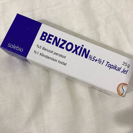 

BENZOXİN (Бензоксин) Базирон Бензак бензоил пероксид 5%+ клиндамицин 1%