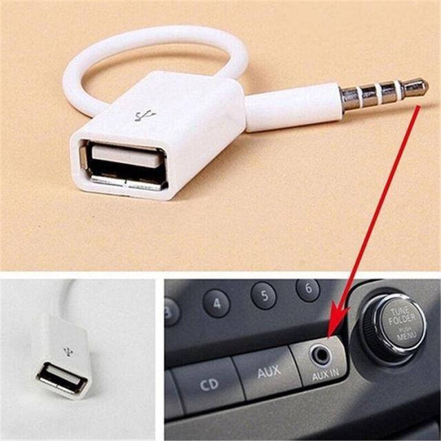 

Переходник AUX Аудио 3.5 мм USB 2.0 (папа-мама) Шнур Кабель, Белый