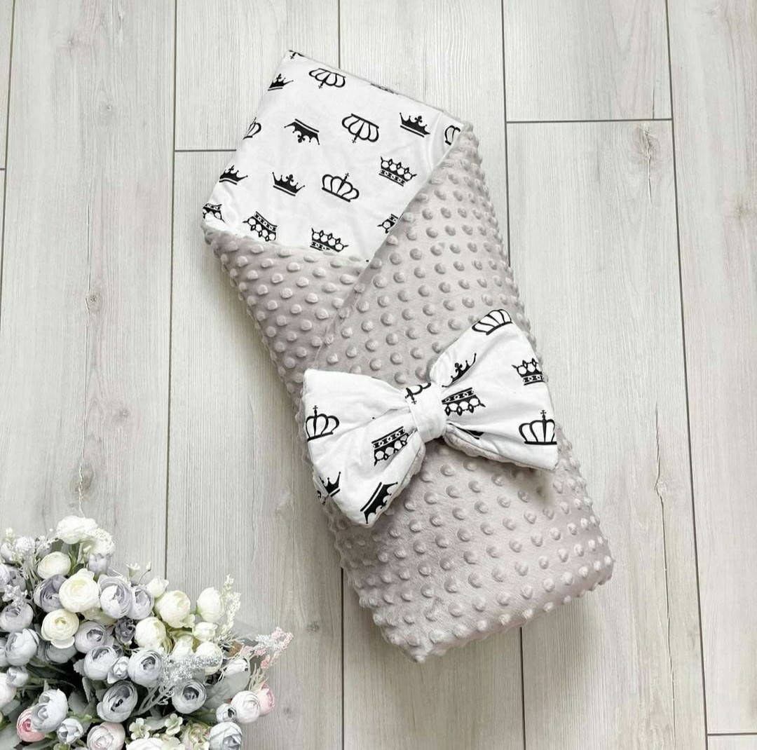 

Конверт-плед на выписку со съëмным утеплителем плюш Минки весна-лето. Расцветки в ассортименте., Белый