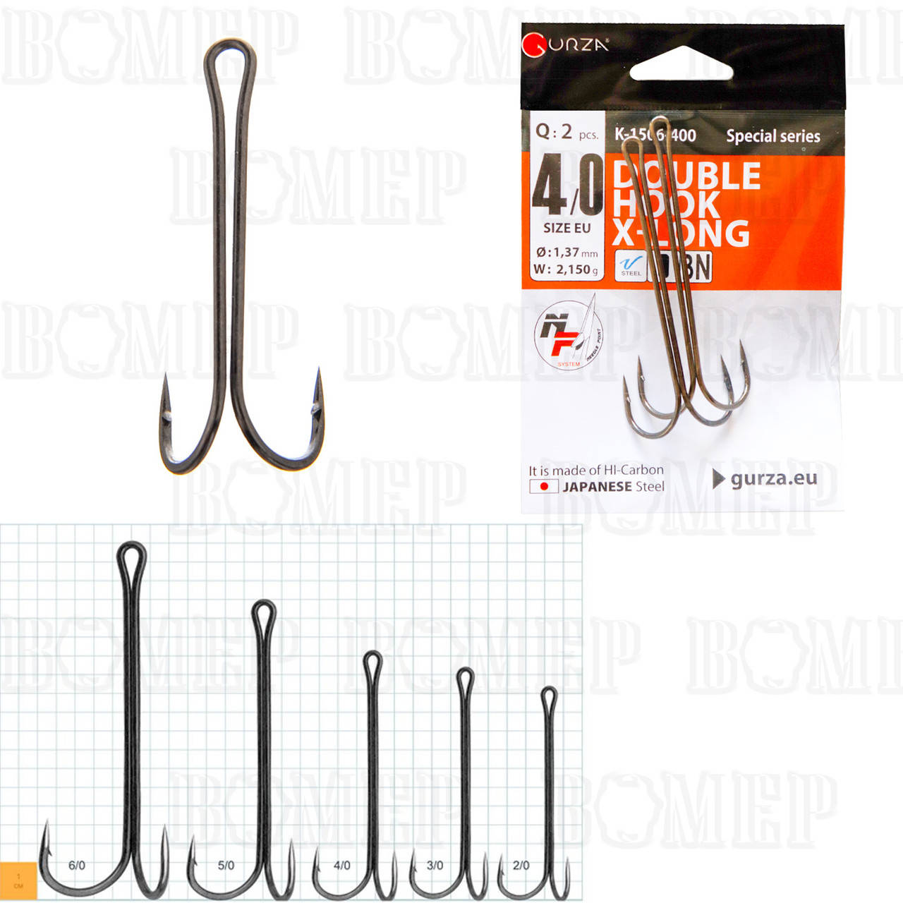 

Гачки GURZA Double Hook X - Long SHANK #1 BN 3 шт. (10шт в уп)
