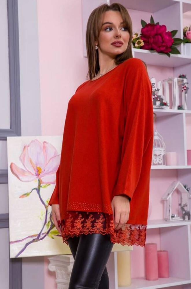

Стильная женская Туника, ткань "Кашемир" 52, 54 размер 52, Терракота