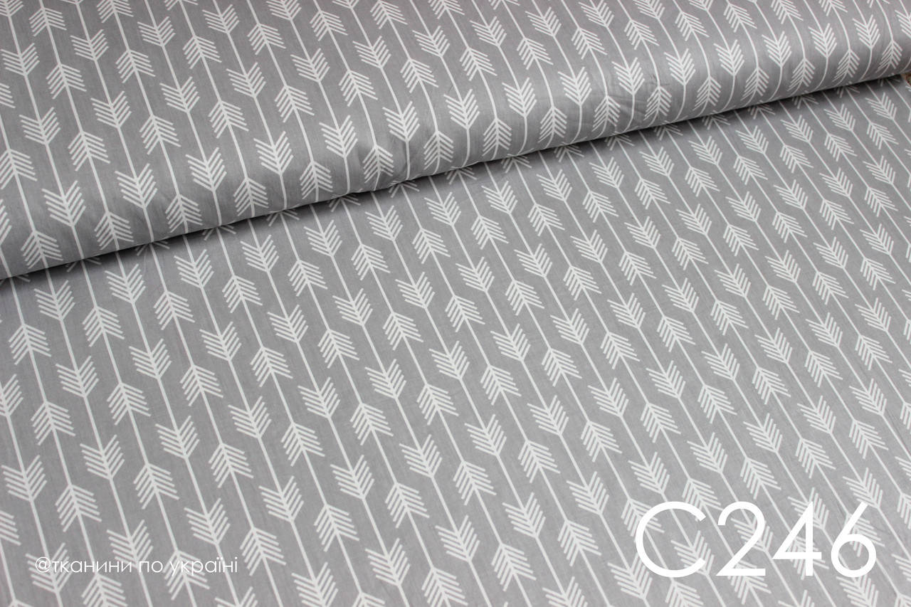 

Ткань сатин Стрелы на сером, Серый