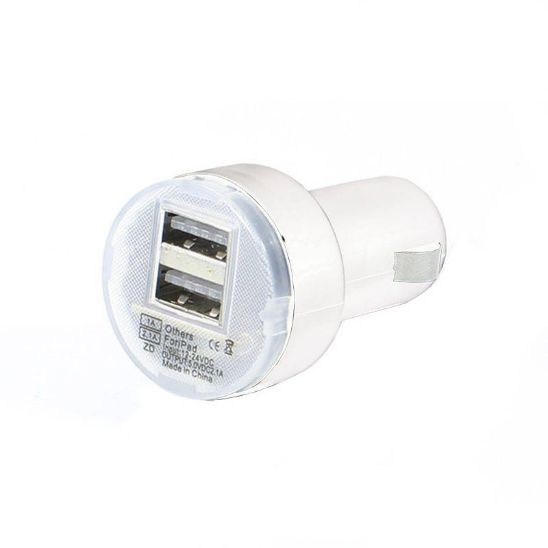 

➨Автомобильное зарядное устройство Lesko 2 USB порта 2.1A / 1А White Gold