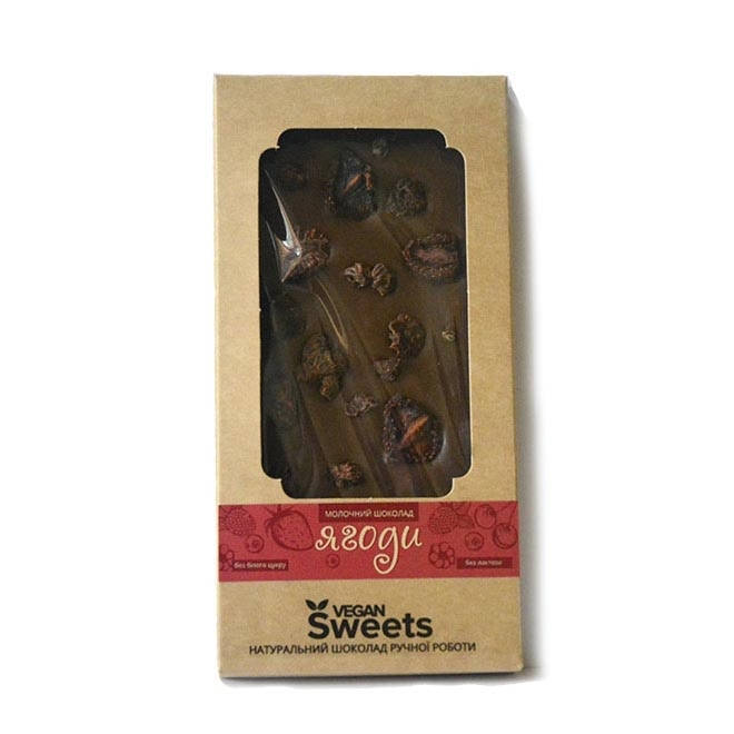 

Ягоды - молочный шоколад 85г Vegan Sweets