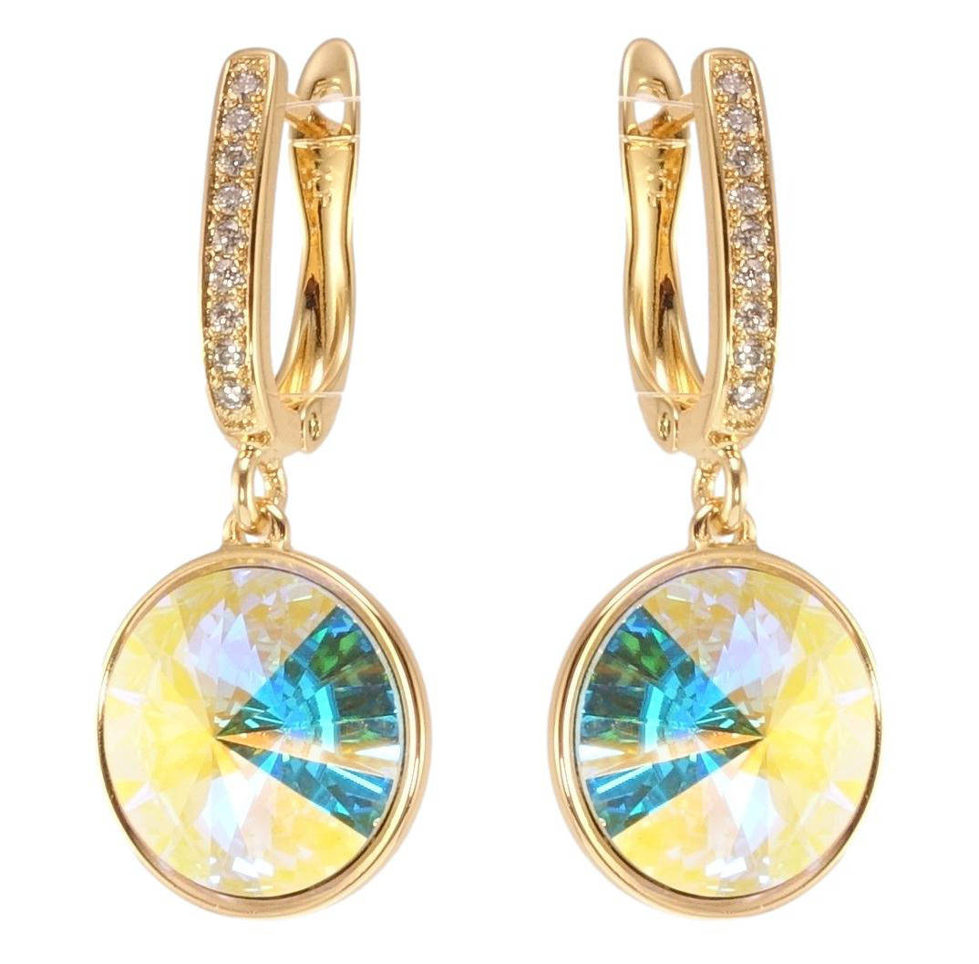 

Серьги Xuping Позолота 18K с кр-ми Swarovski подвески английский замок "Кристалл АВ"