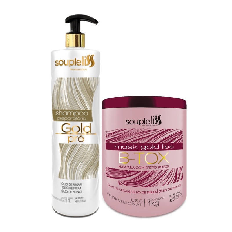 

SoupleLiss B-tox Gold Liss Ботекс для волос выпрямляющий. Набор с шампунем глубокой очистки 2х200 мл