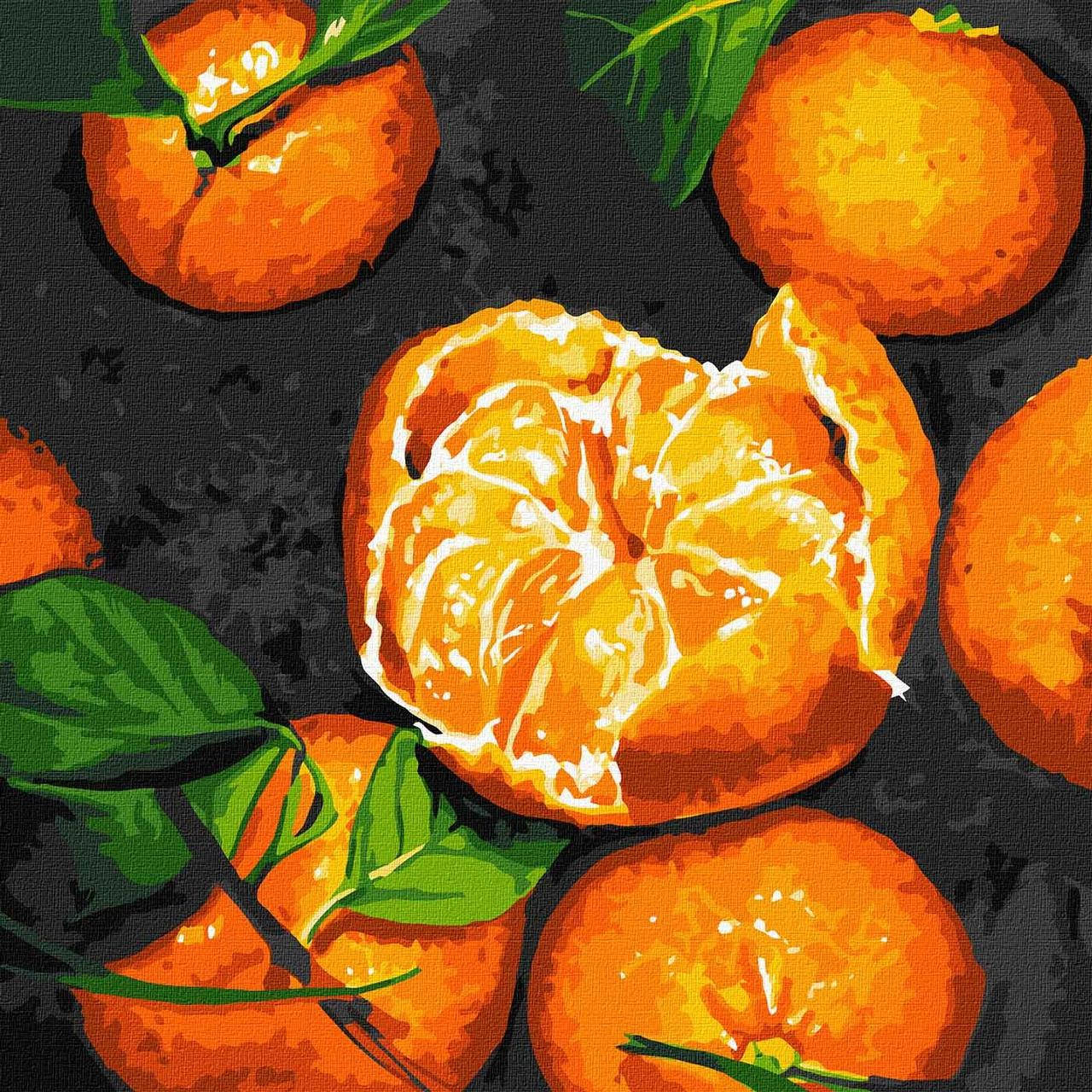 

Картина по номерам еда натюрморт, для кухни Сладкие мандарины 30*30 Идейка Набор для рисования по номерам