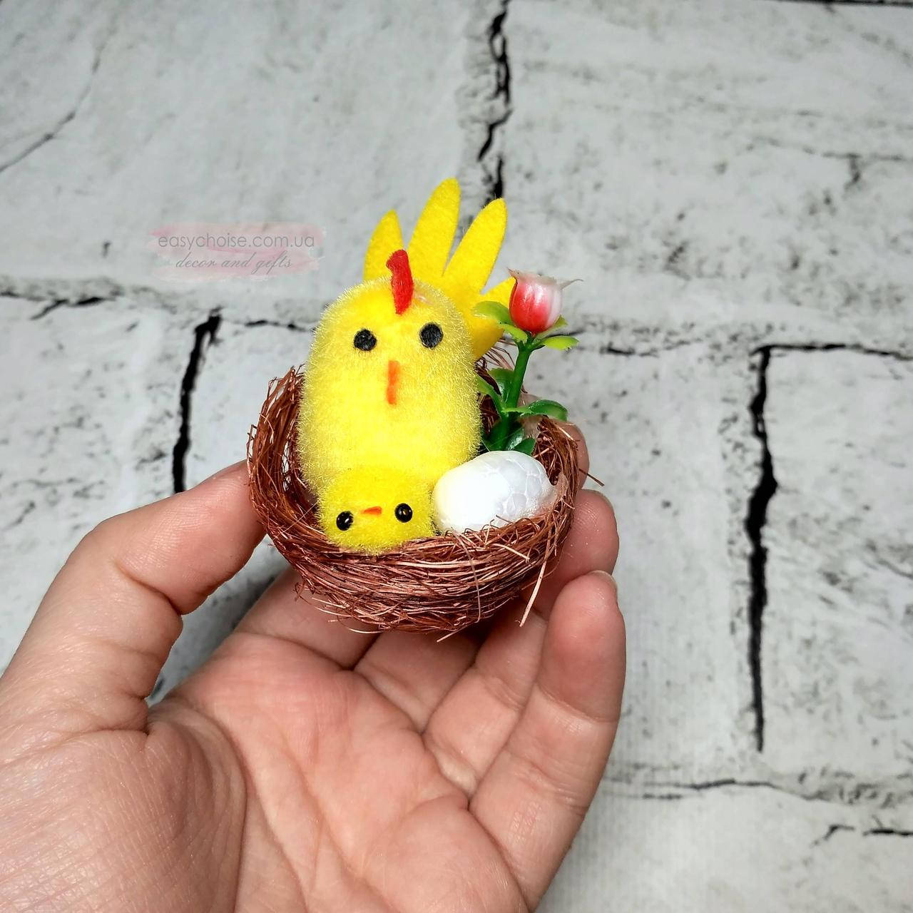 

Декор пасхальный Курочка с цыпленком, Желтый