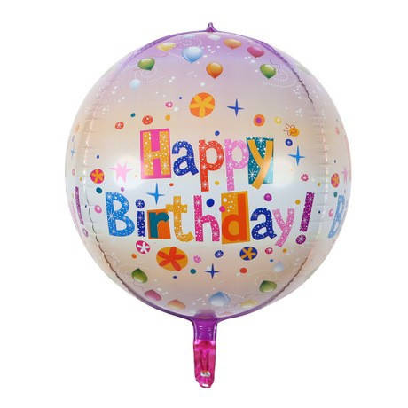 

Фольгированный шар , сфера , Happy Birthday, Разные цвета