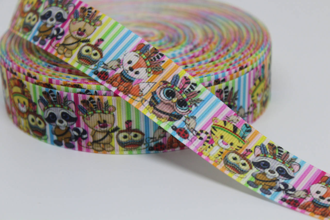 

Репсовая лента "Друзья-индианцы", 25 мм