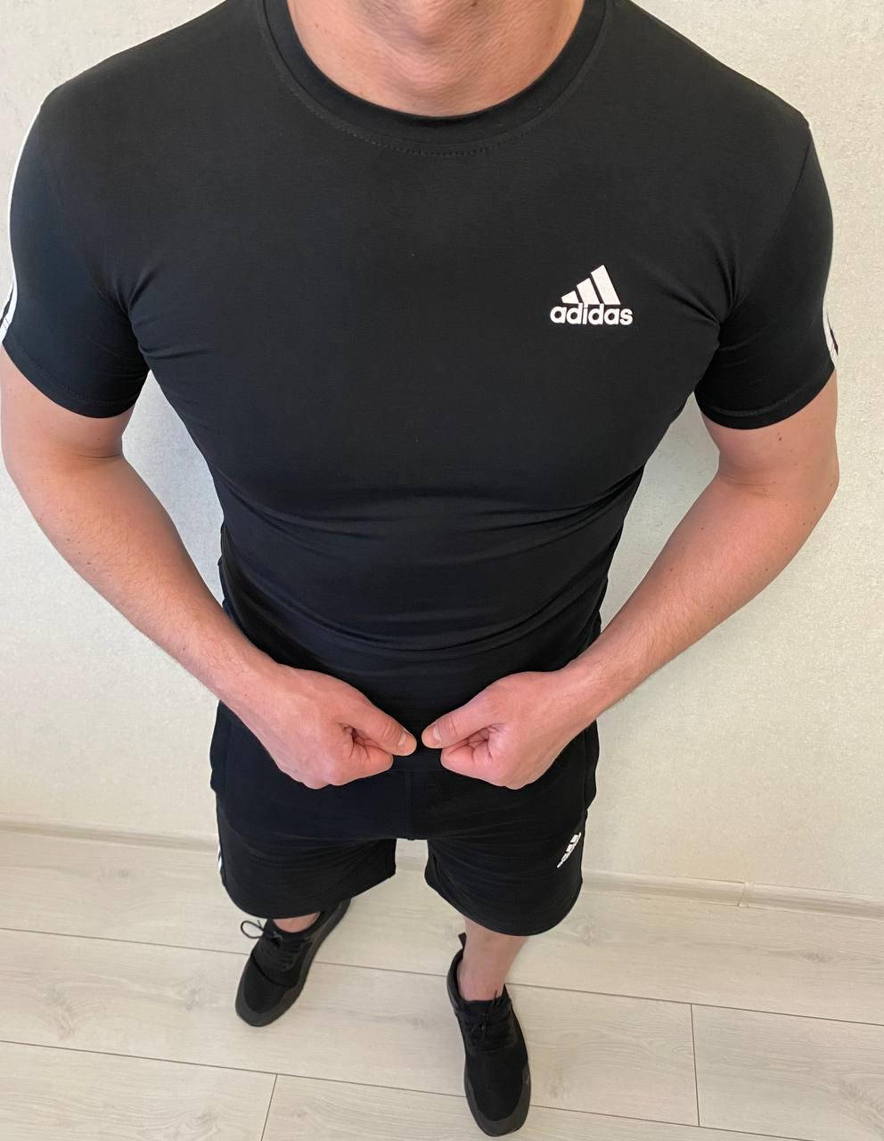 

Мужской спортивный костюм (футболка и шорты) Adidas, Черный