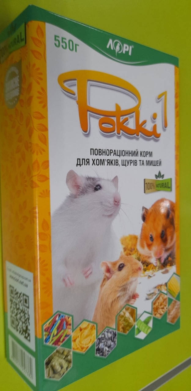 

Корм полнорационный для хомяков, крыс и мышей РОККИ 1 упаковка - 550 г ЛОРИ